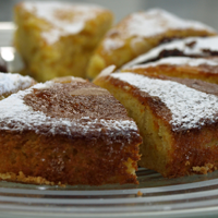 Ready sliced servings of Sarah's orange and almond cake