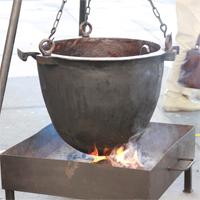Bigos cooking in cast iron on Southbank - Nigel Kennedy's Polish Festival